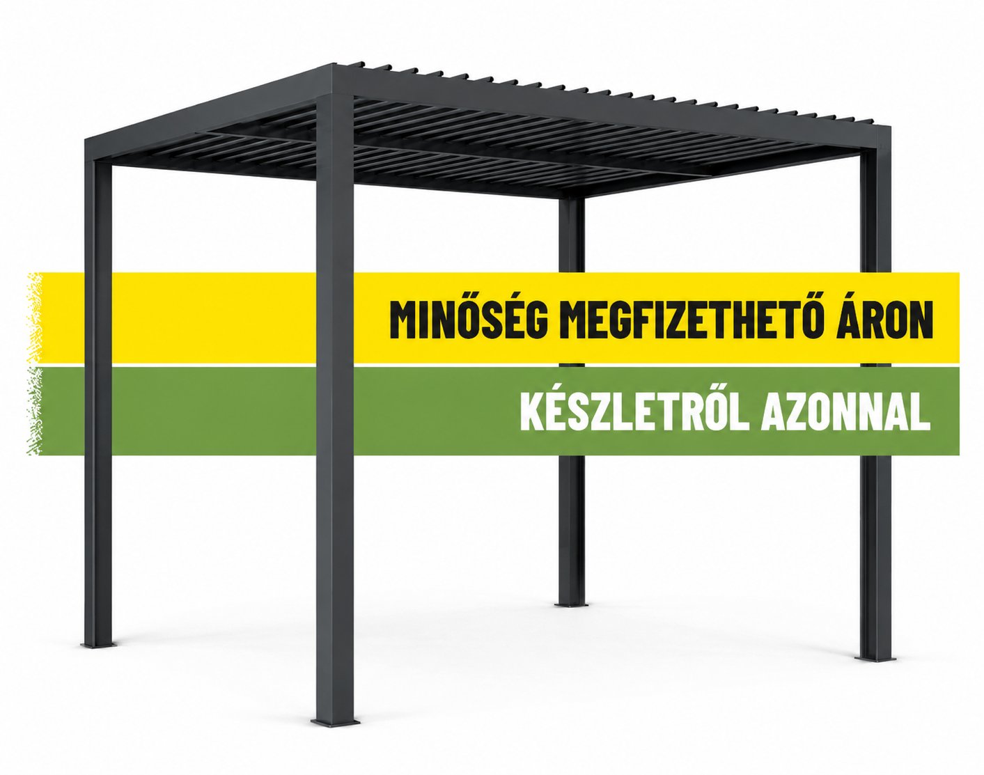 Antracit bioklimatikus pergola — minőség megfizethető áron, készletről azonnal